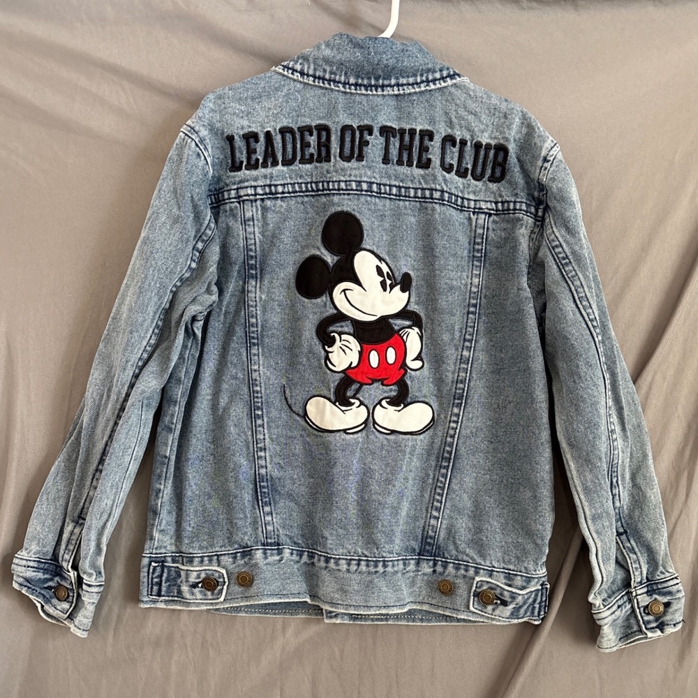 Disney Denim Jacket 7/8 Blue Disneycore Mickey Mouse Leader of the Club Patch